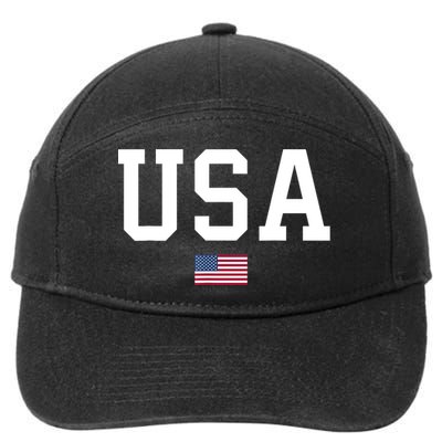USA T Patriotic American Flag July 4th 7-Panel Snapback Hat