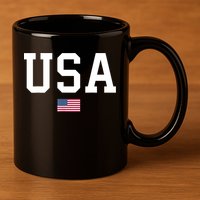 USA T Patriotic American Flag July 4th 11oz C Handle Ceramic Mug