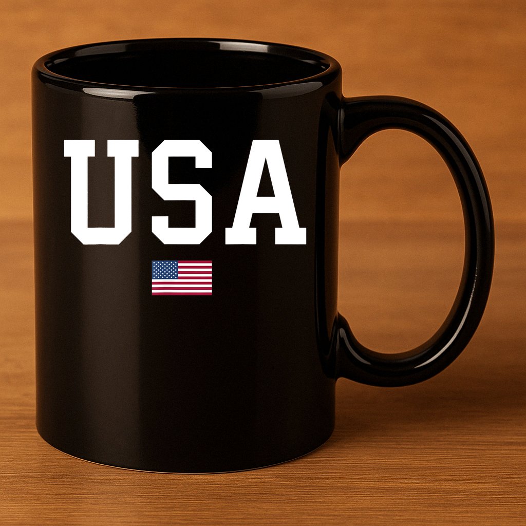 USA T Patriotic American Flag July 4th 11oz C Handle Ceramic Mug
