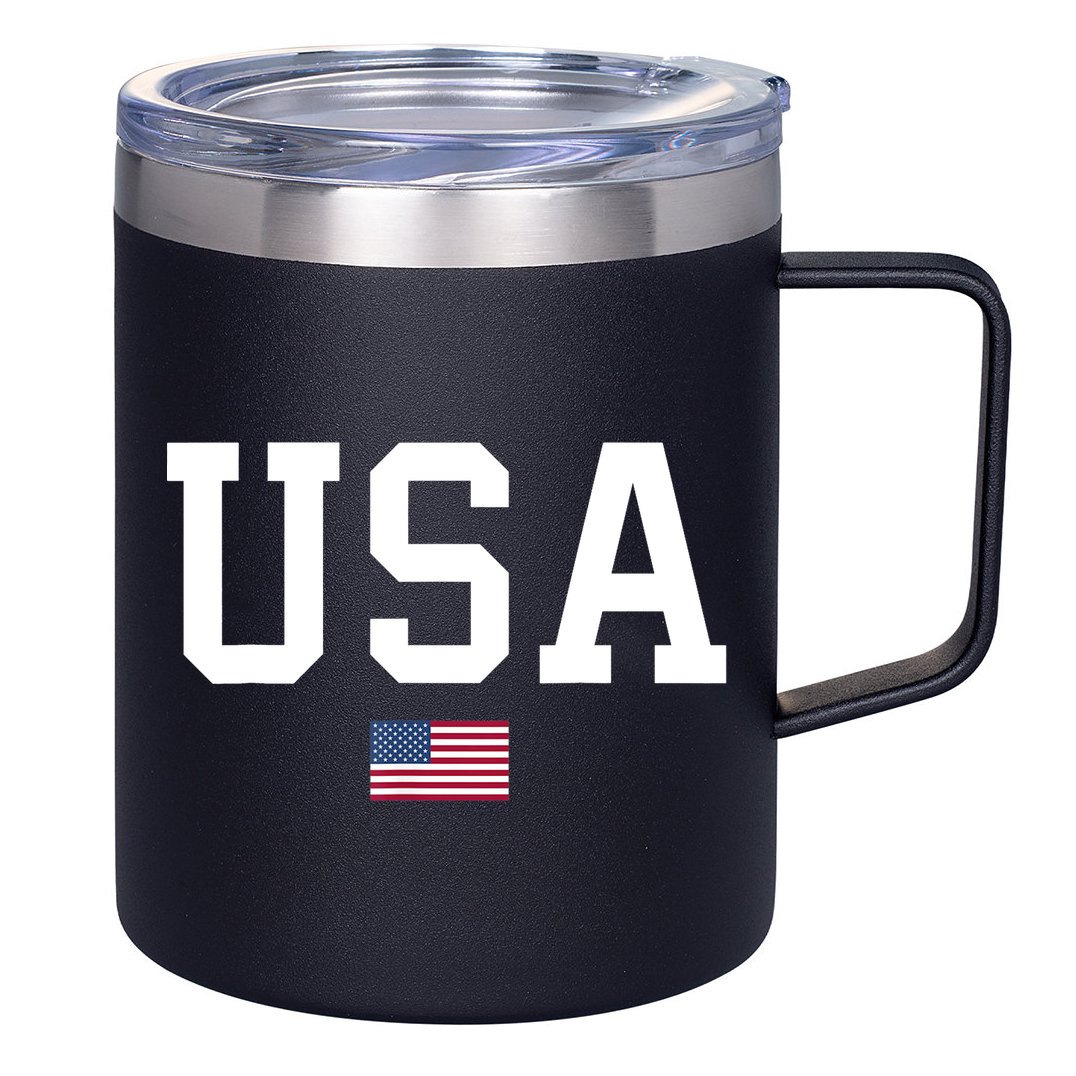 USA T Patriotic American Flag July 4th 12oz Stainless Steel Coffee Mug