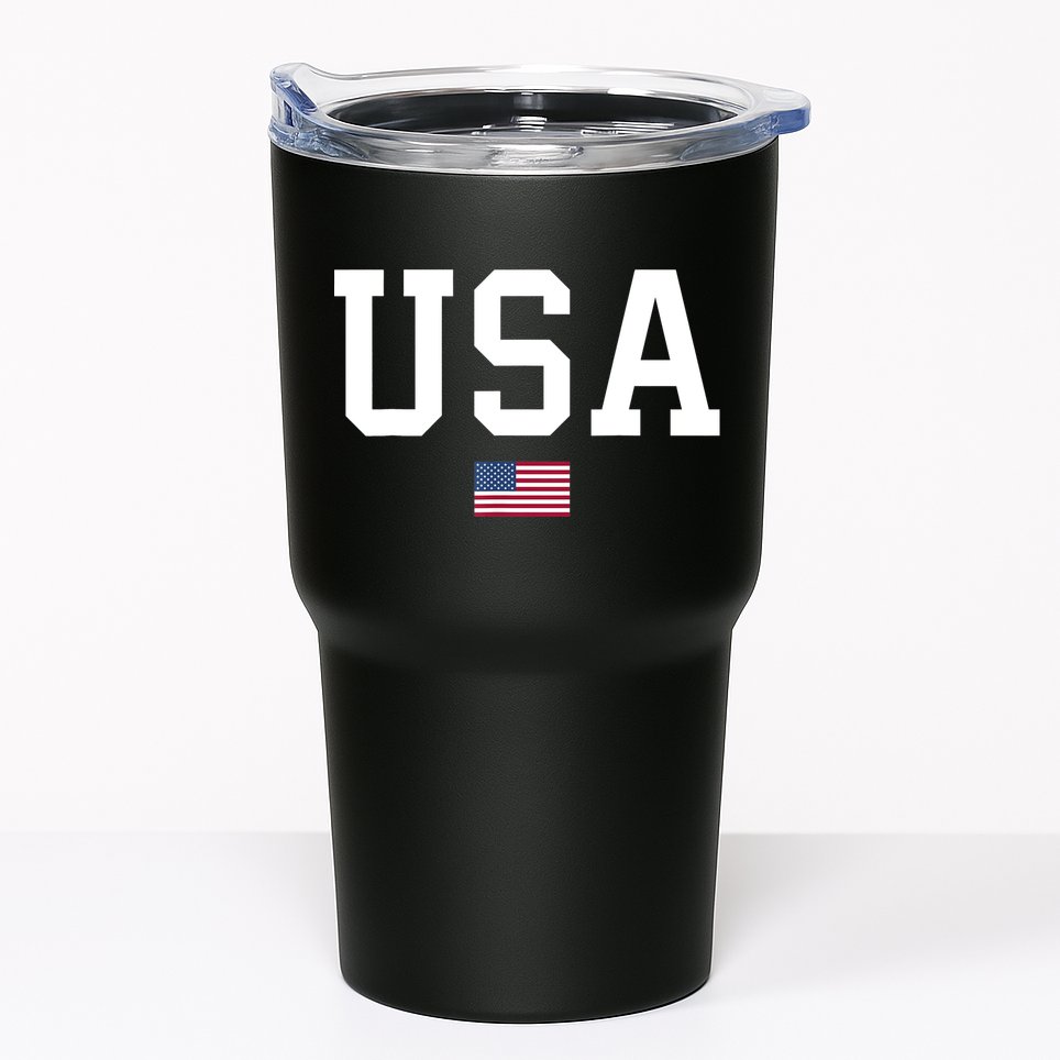 USA T Patriotic American Flag July 4th Tumbler