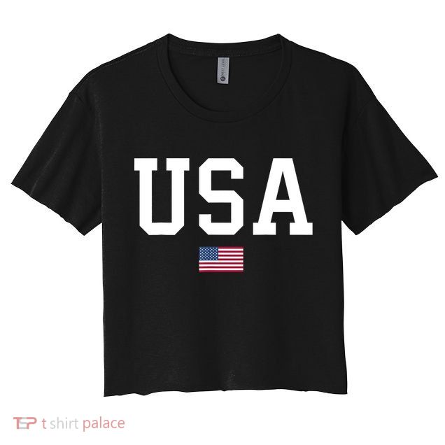 USA T Patriotic American Flag July 4th Crop Top