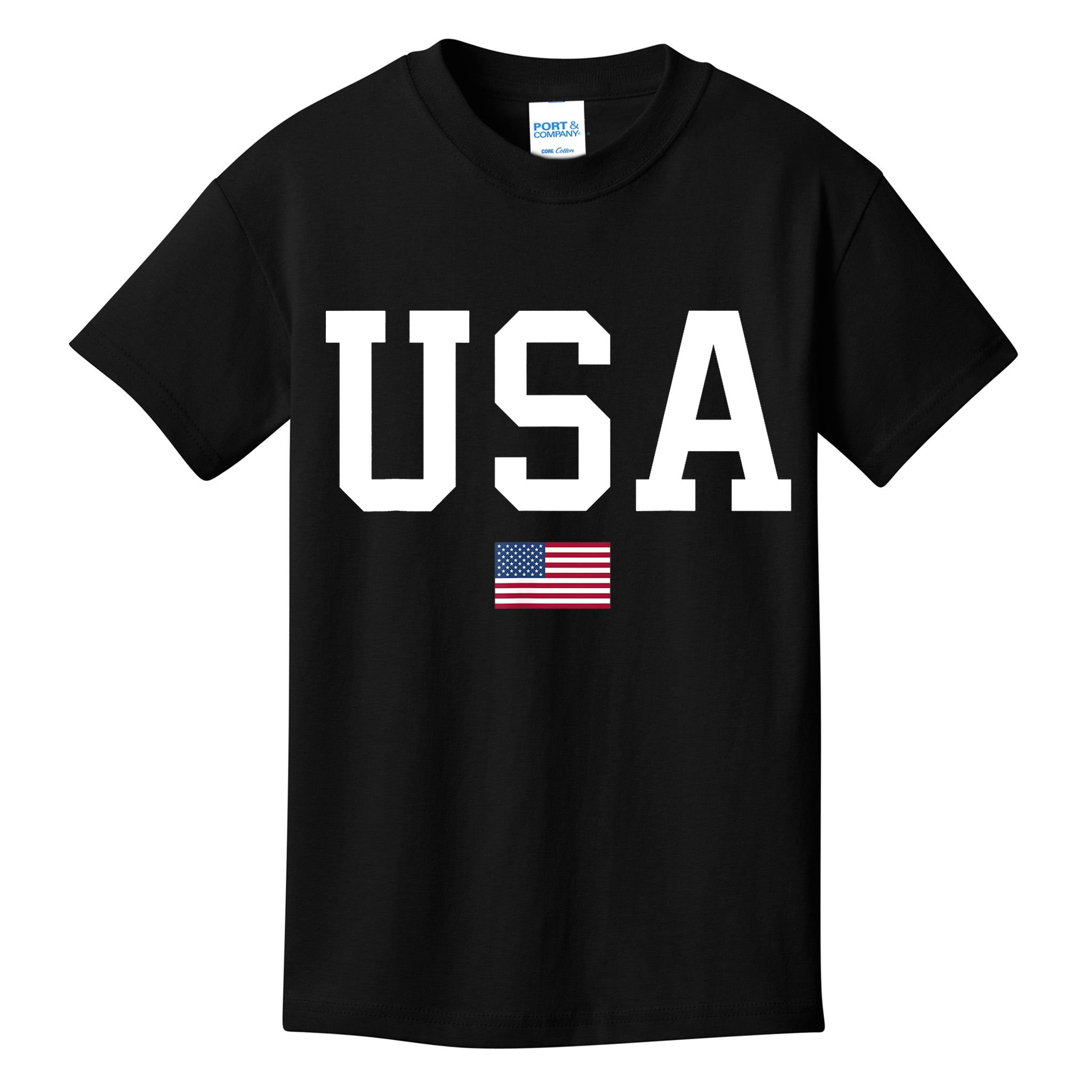 USA T Patriotic American Flag July 4th Kids T-Shirt