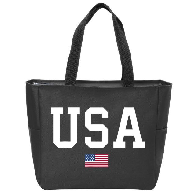 USA T Patriotic American Flag July 4th Zip Tote Bag