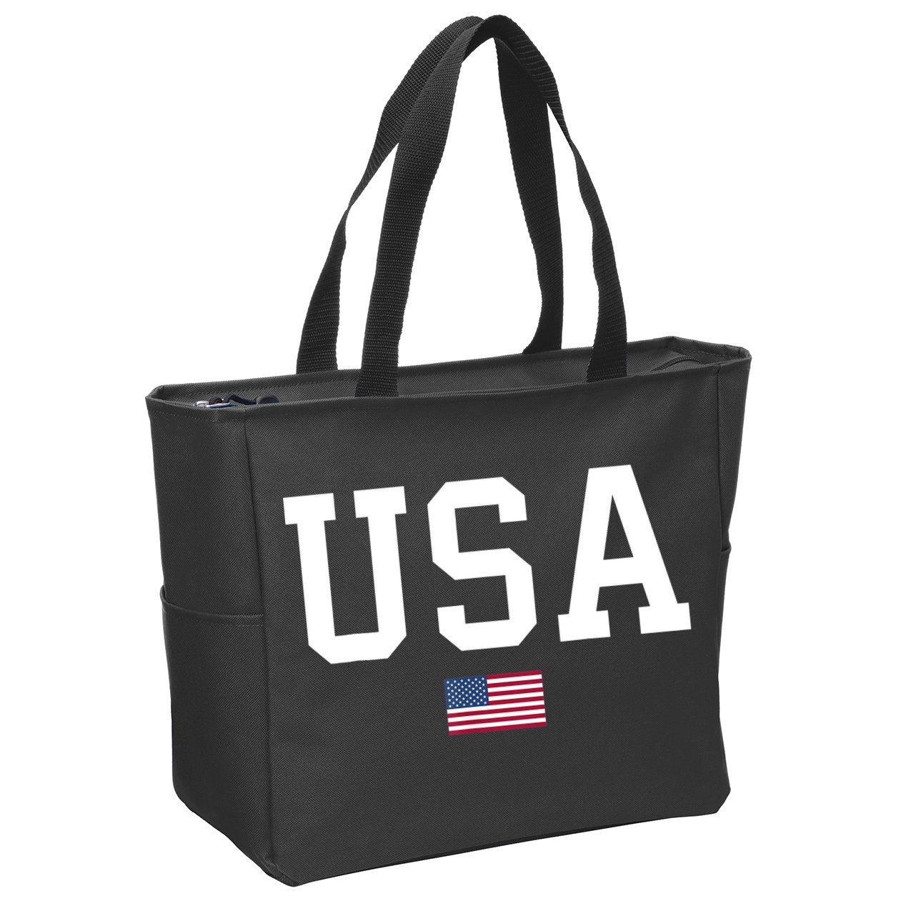 USA T Patriotic American Flag July 4th Zip Tote Bag