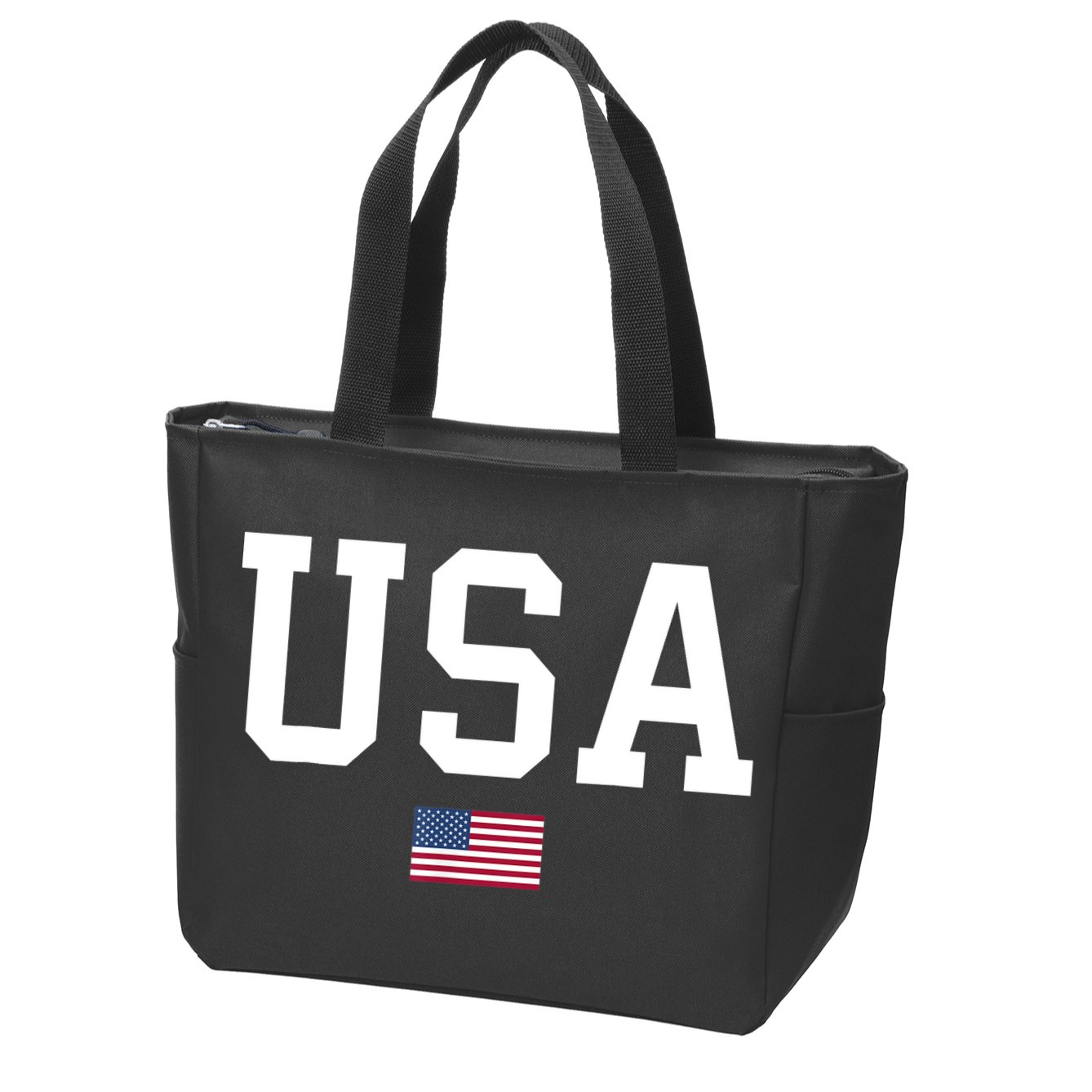 USA T Patriotic American Flag July 4th Zip Tote Bag