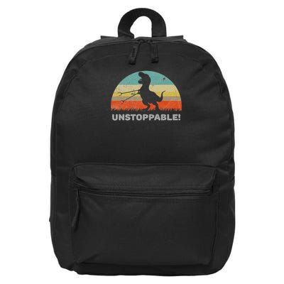 Unstoppable T Rex With Trash Grabber Pickup Tool Funny 16 in Basic Backpack