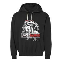 Unclesaurus T Rex Dinosaur Uncle Saurus Family Matching Garment-Dyed Fleece Hoodie