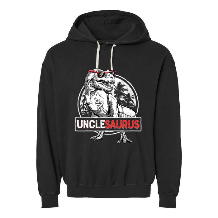 Unclesaurus T Rex Dinosaur Uncle Saurus Family Matching Garment-Dyed Fleece Hoodie