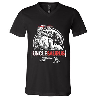 Unclesaurus T Rex Dinosaur Uncle Saurus Family Matching V-Neck T-Shirt
