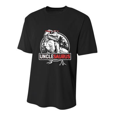Unclesaurus T Rex Dinosaur Uncle Saurus Family Matching Youth Performance Sprint T-Shirt