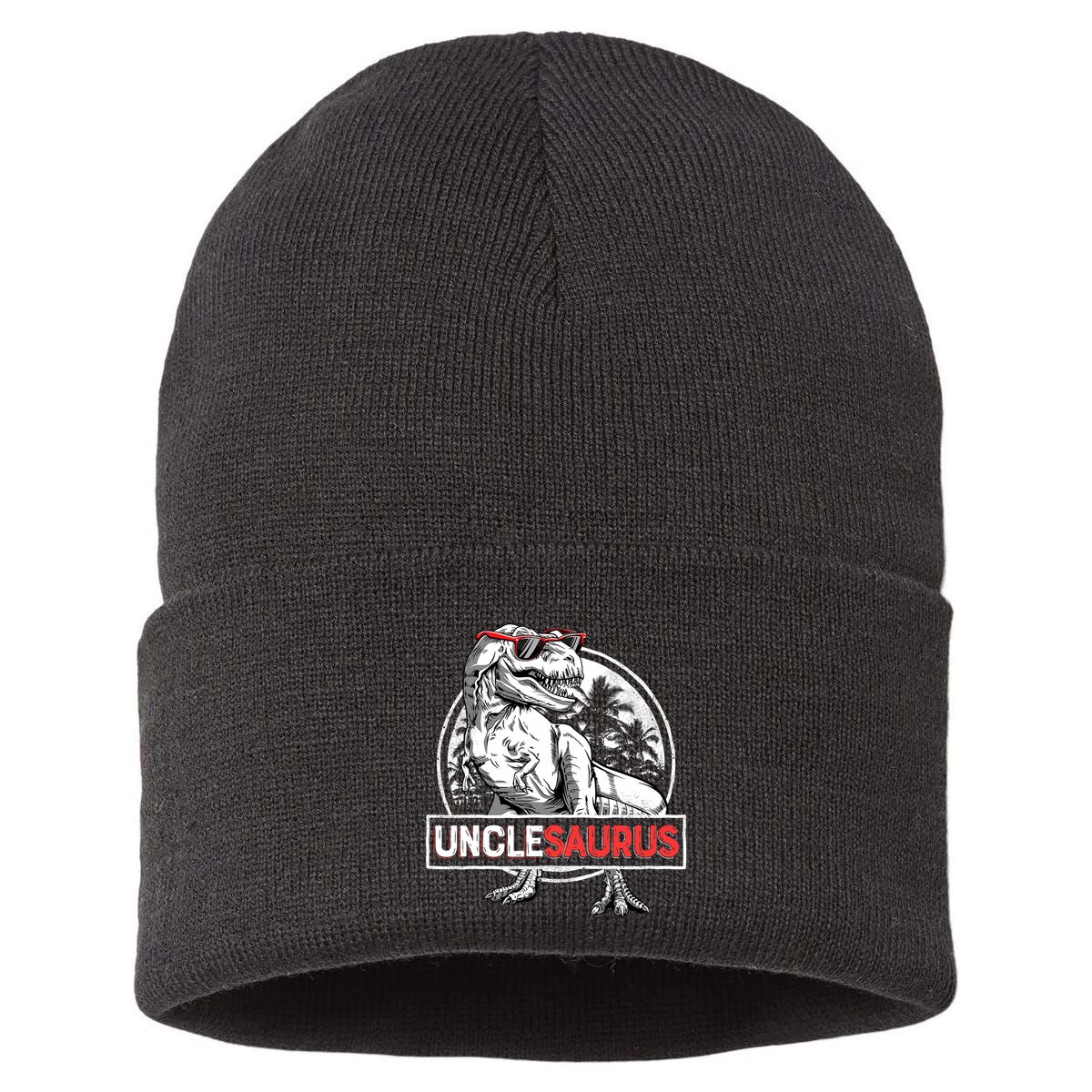 Unclesaurus T Rex Dinosaur Uncle Saurus Family Matching Sustainable Knit Beanie