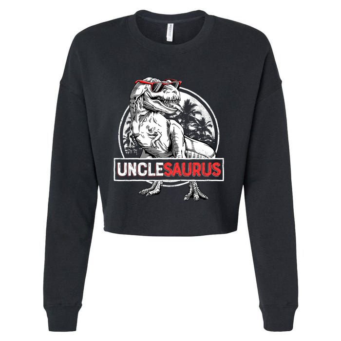 Unclesaurus T Rex Dinosaur Uncle Saurus Family Matching Cropped Pullover Crew