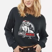 Unclesaurus T Rex Dinosaur Uncle Saurus Family Matching Cropped Pullover Crew