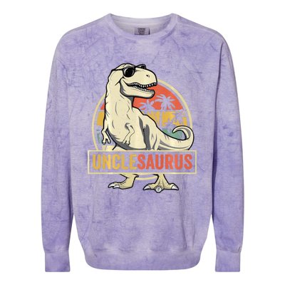 Unclesaurus T Rex Dinosaur Uncle Saurus Family Matching Long Sleeve Colorblast Crewneck Sweatshirt