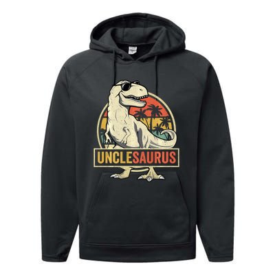 Unclesaurus T Rex Dinosaur Uncle Saurus Family Matching Long Sleeve Performance Fleece Hoodie