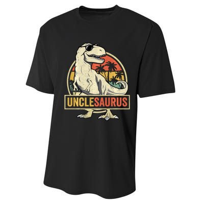 Unclesaurus T Rex Dinosaur Uncle Saurus Family Matching Long Sleeve Performance Sprint T-Shirt