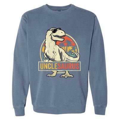 Unclesaurus T Rex Dinosaur Uncle Saurus Family Matching Long Sleeve Garment-Dyed Sweatshirt