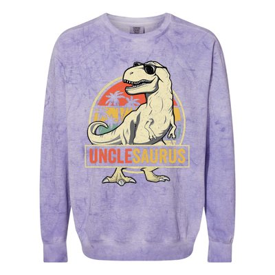 Unclesaurus T Rex Dinosaur Uncle Saurus Family Matching Colorblast Crewneck Sweatshirt