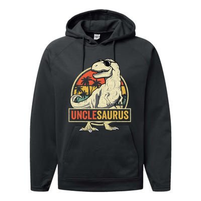 Unclesaurus T Rex Dinosaur Uncle Saurus Family Matching Performance Fleece Hoodie