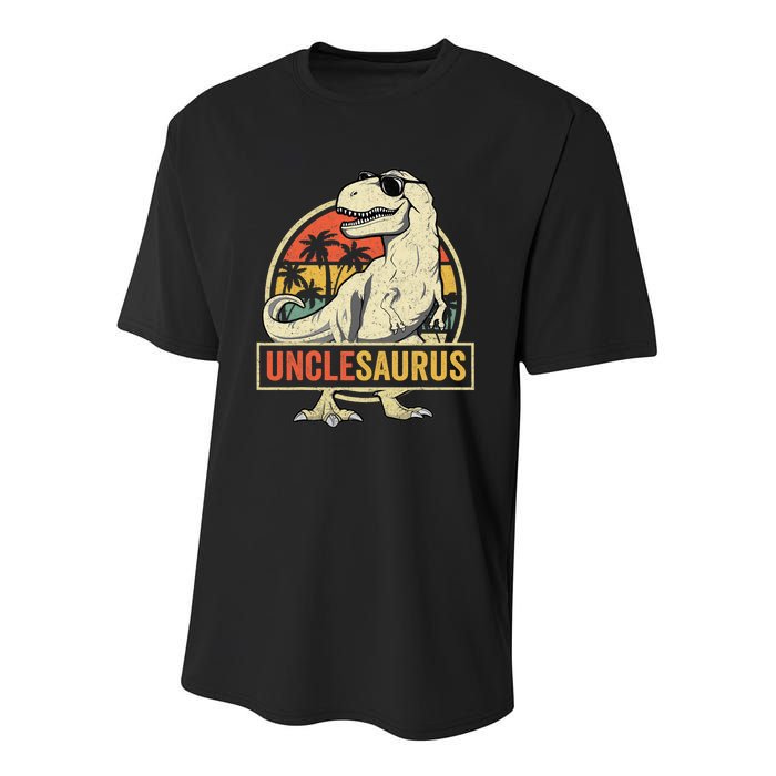 Unclesaurus T Rex Dinosaur Uncle Saurus Family Matching Youth Performance Sprint T-Shirt