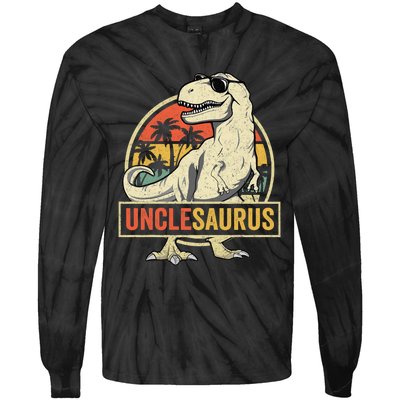 Unclesaurus T Rex Dinosaur Uncle Saurus Family Matching Tie-Dye Long Sleeve Shirt