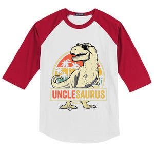 Unclesaurus T Rex Dinosaur Uncle Saurus Family Matching Kids Colorblock Raglan Jersey