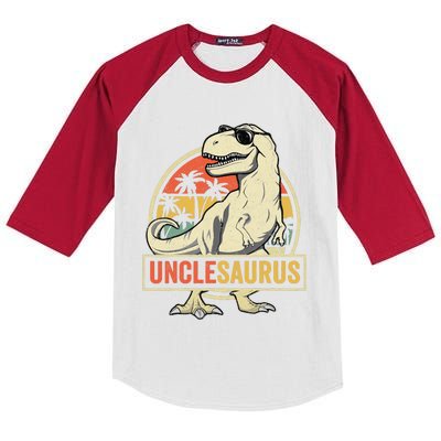 Unclesaurus T Rex Dinosaur Uncle Saurus Family Matching Kids Colorblock Raglan Jersey