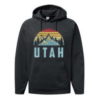 Utah Tee Retro Vintage Mountains Hiking Nature Performance Fleece Hoodie