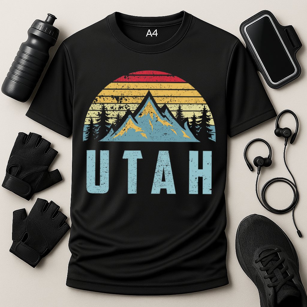 Utah Tee Retro Vintage Mountains Hiking Nature Cooling Performance Crew T-Shirt