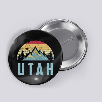 Utah Tee Retro Vintage Mountains Hiking Nature Button