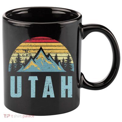 Utah Tee Retro Vintage Mountains Hiking Nature 11oz C Handle Ceramic Mug