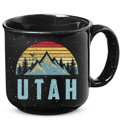 Utah Tee Retro Vintage Mountains Hiking Nature 15oz Campfire Ceramic Mug