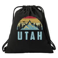 Utah Tee Retro Vintage Mountains Hiking Nature Drawstring Bag