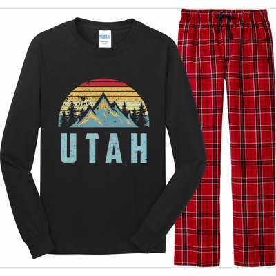 Utah Tee Retro Vintage Mountains Hiking Nature Long Sleeve Pajama Set