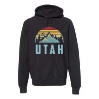 Utah Tee Retro Vintage Mountains Hiking Nature Premium Hoodie