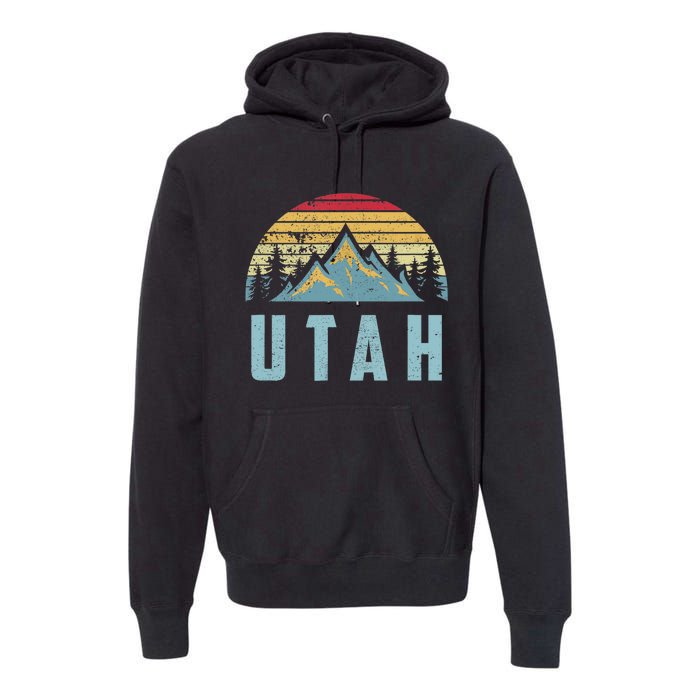 Utah Tee Retro Vintage Mountains Hiking Nature Premium Hoodie