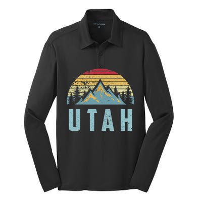 Utah Tee Retro Vintage Mountains Hiking Nature Silk Touch Performance Long Sleeve Polo