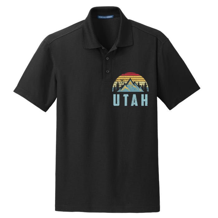 Utah Tee Retro Vintage Mountains Hiking Nature Dry Zone Grid Polo