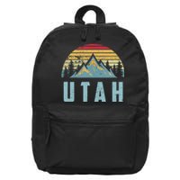 Utah Tee Retro Vintage Mountains Hiking Nature 16 in Basic Backpack