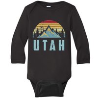 Utah Tee Retro Vintage Mountains Hiking Nature Baby Long Sleeve Bodysuit