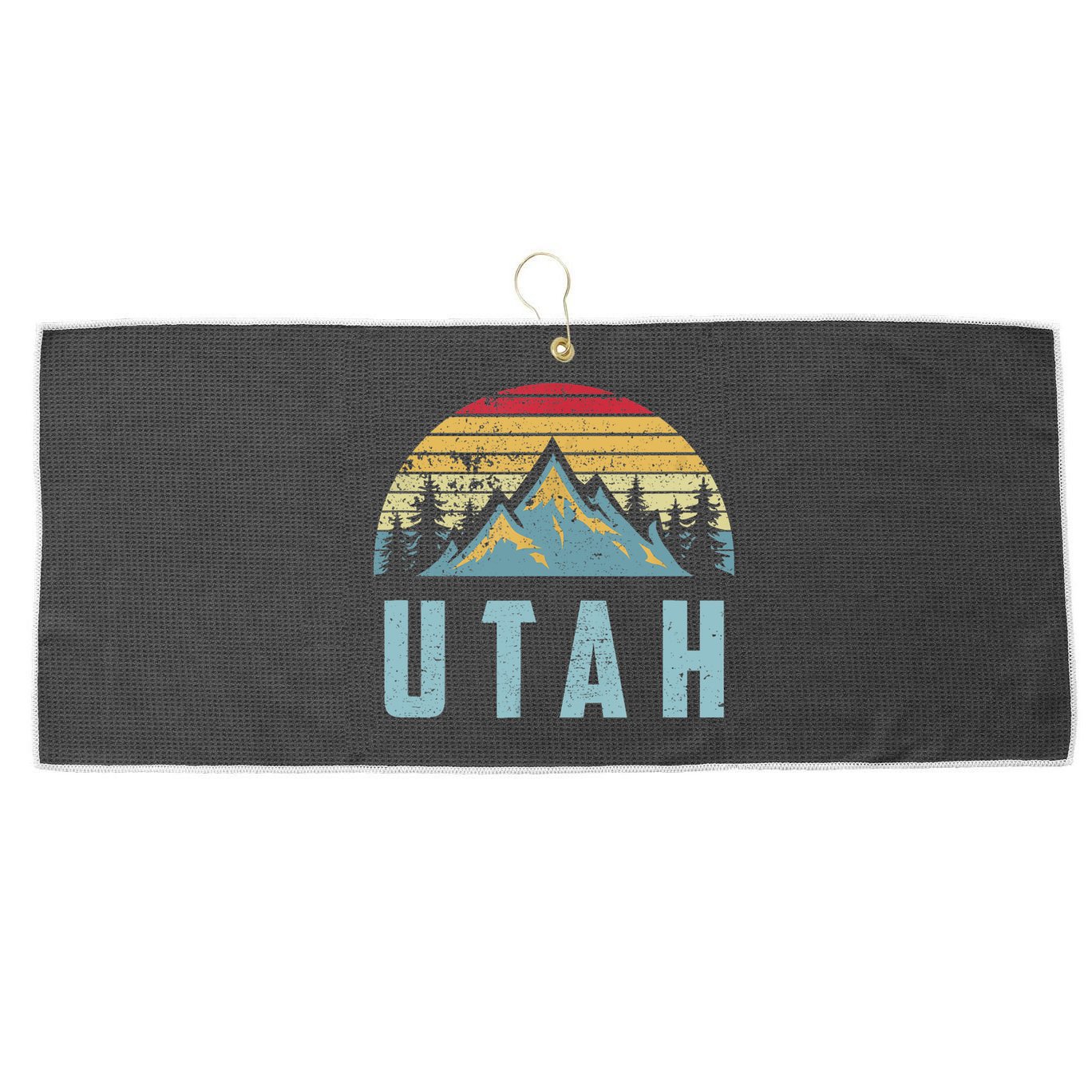 Utah Tee Retro Vintage Mountains Hiking Nature Large Microfiber Waffle Golf Towel