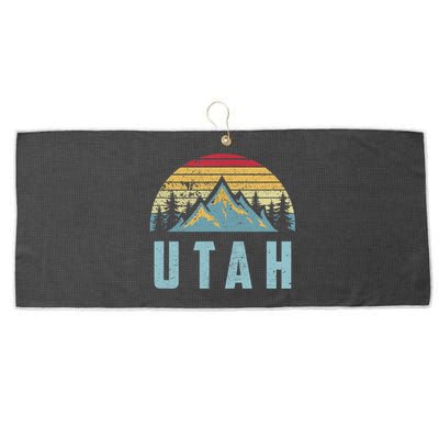 Utah Tee Retro Vintage Mountains Hiking Nature Large Microfiber Waffle Golf Towel