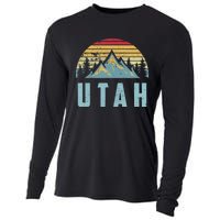 Utah Tee Retro Vintage Mountains Hiking Nature Cooling Performance Long Sleeve Crew