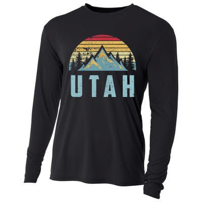 Utah Tee Retro Vintage Mountains Hiking Nature Cooling Performance Long Sleeve Crew