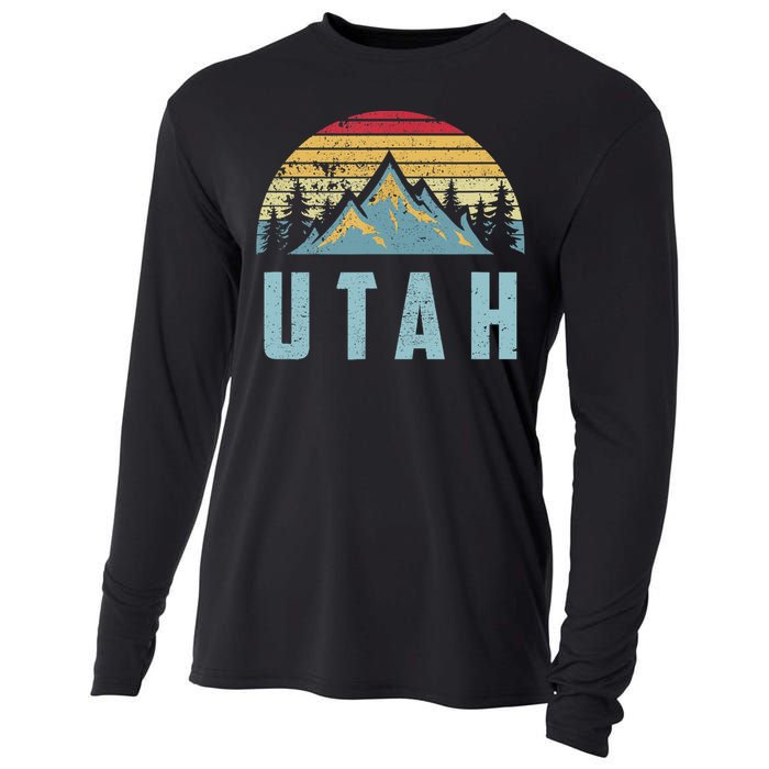 Utah Tee Retro Vintage Mountains Hiking Nature Cooling Performance Long Sleeve Crew