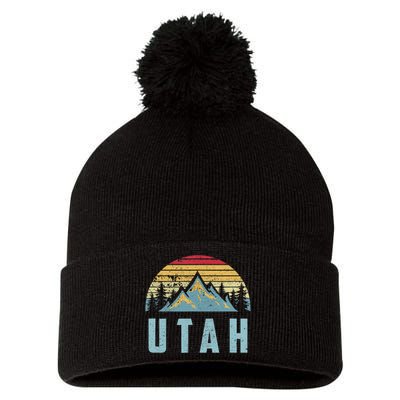 Utah Tee Retro Vintage Mountains Hiking Nature Pom Pom 12in Knit Beanie