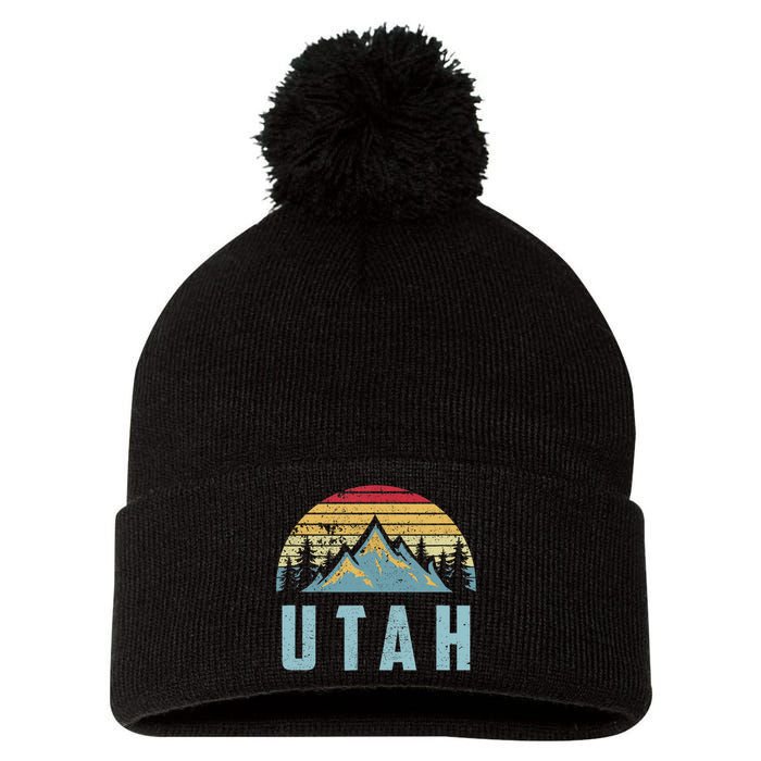 Utah Tee Retro Vintage Mountains Hiking Nature Pom Pom 12in Knit Beanie