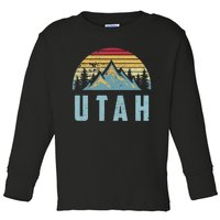 Utah Tee Retro Vintage Mountains Hiking Nature Toddler Long Sleeve Shirt