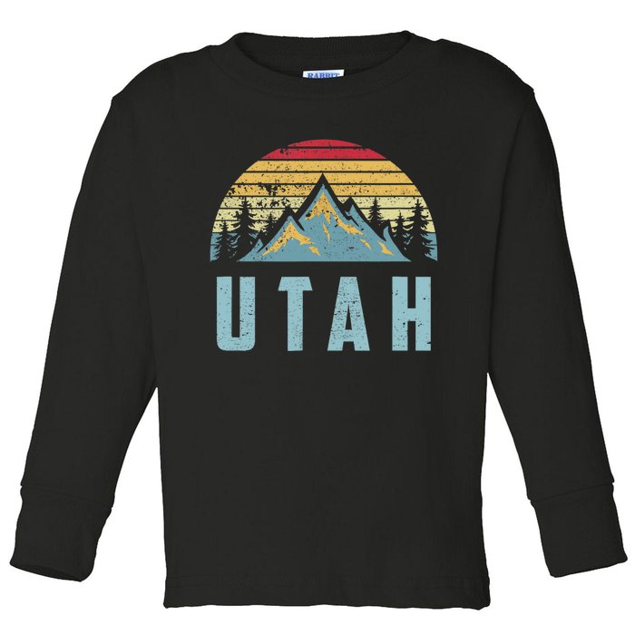 Utah Tee Retro Vintage Mountains Hiking Nature Toddler Long Sleeve Shirt